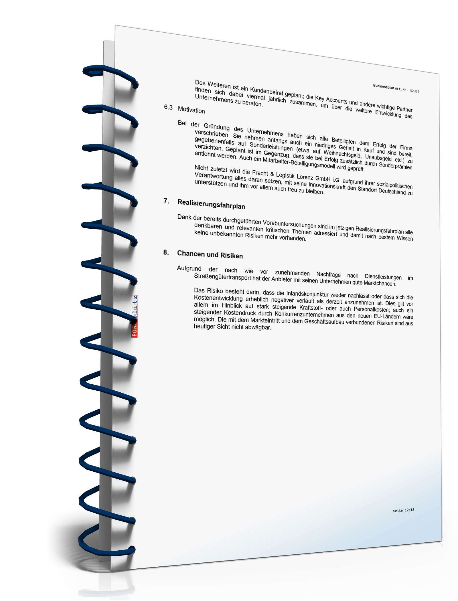 Businessplan Transport-Unternehmen Excel. Seite: 15