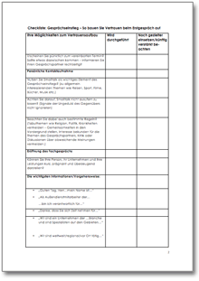 Checkliste Gesprächseinstieg mit Geschäftskunden Word