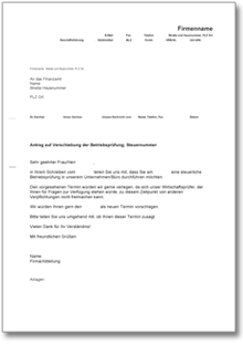 Bitte Verschiebung Betriebsprüfung Word