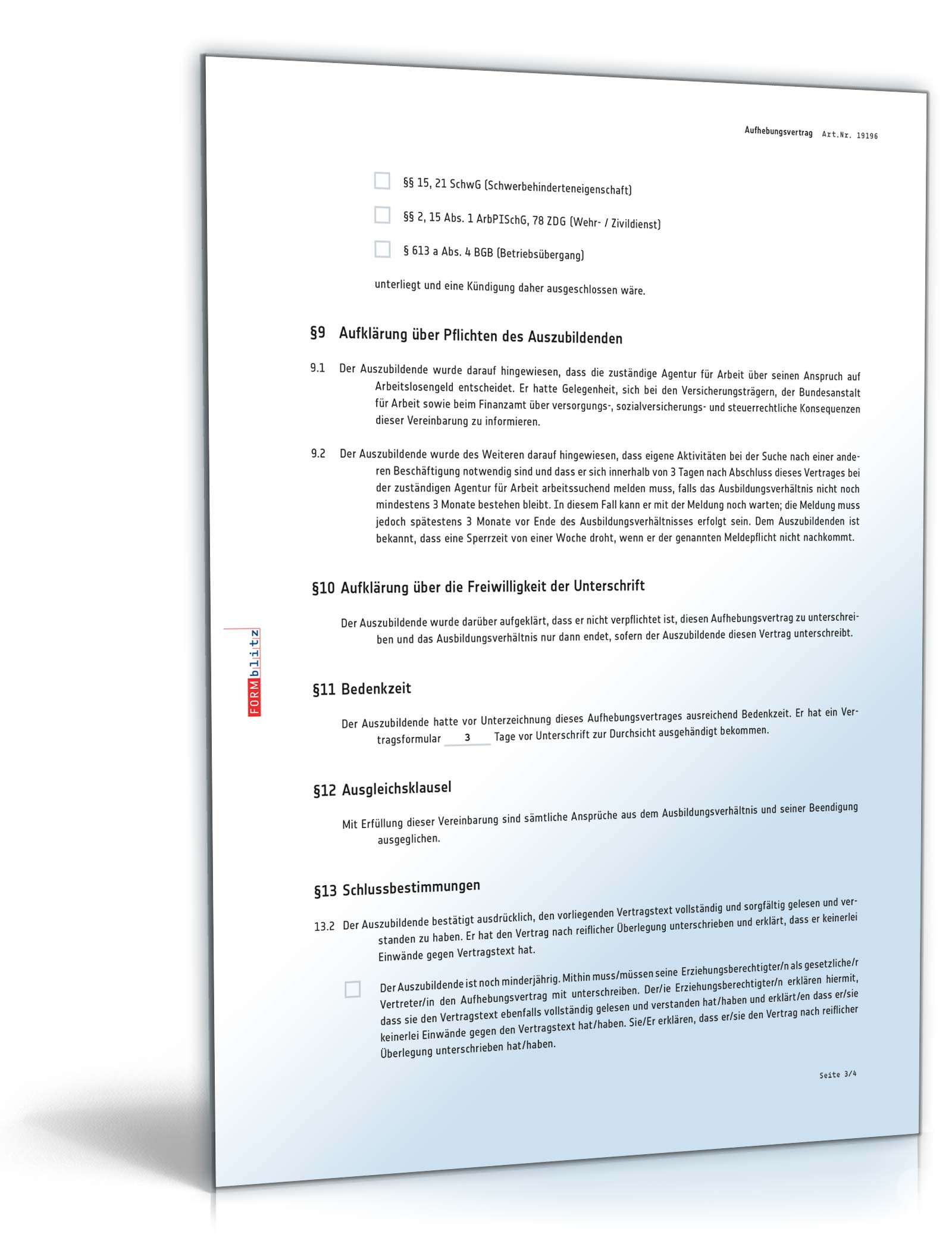 Aufhebungsvertrag Ausbildungsverhältnis PDF. Seite: 3