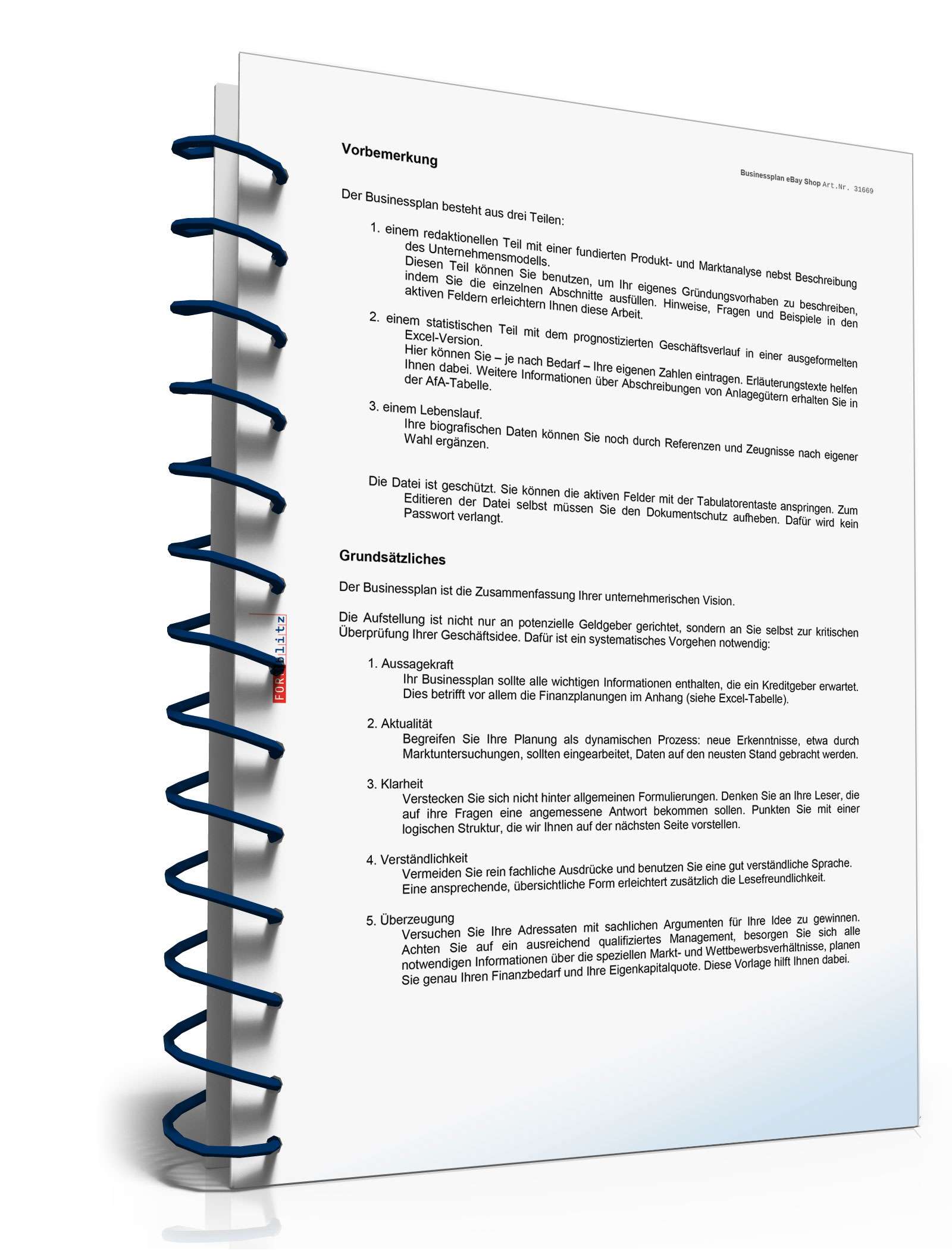 Businessplan eBay-Shop Excel. Seite: 3