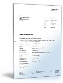 Antrag auf Versetzung Word