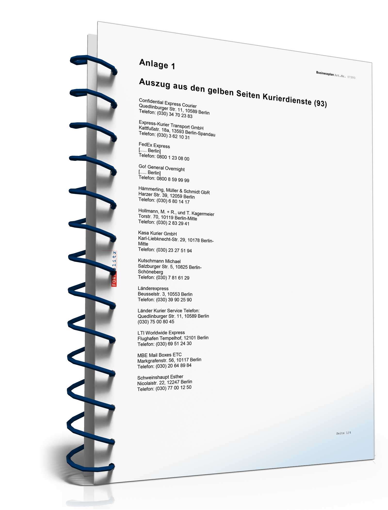 Businessplan Kurierdienst Excel. Seite: 5