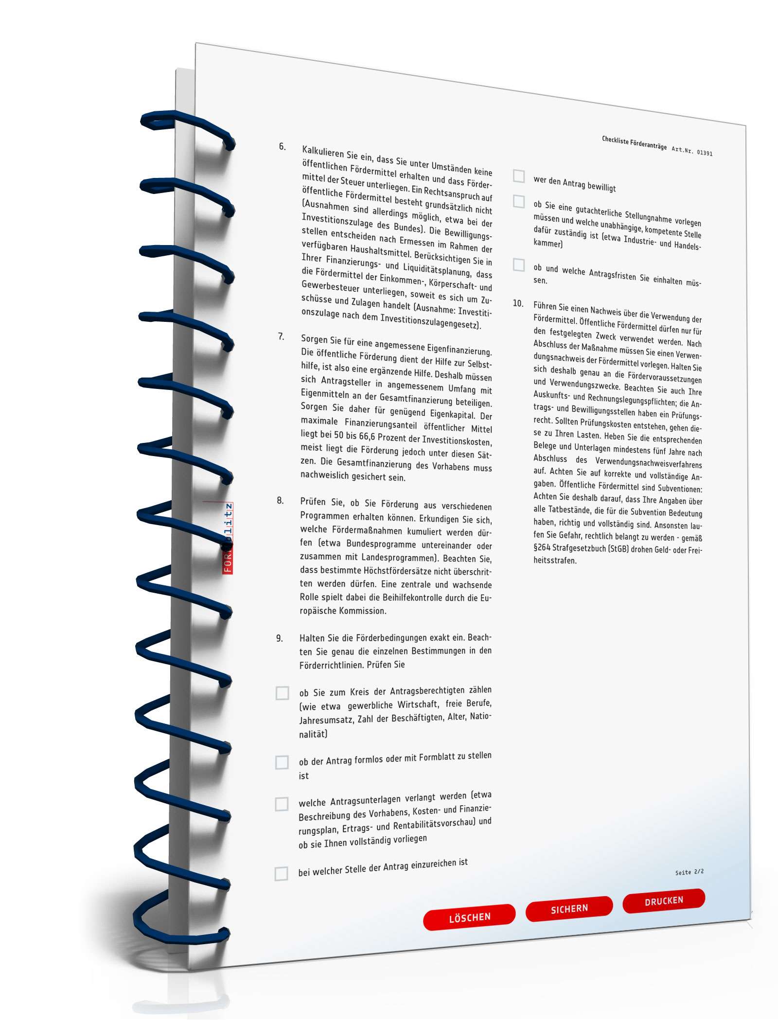 Checkliste für Förderanträge PDF. Seite: 2