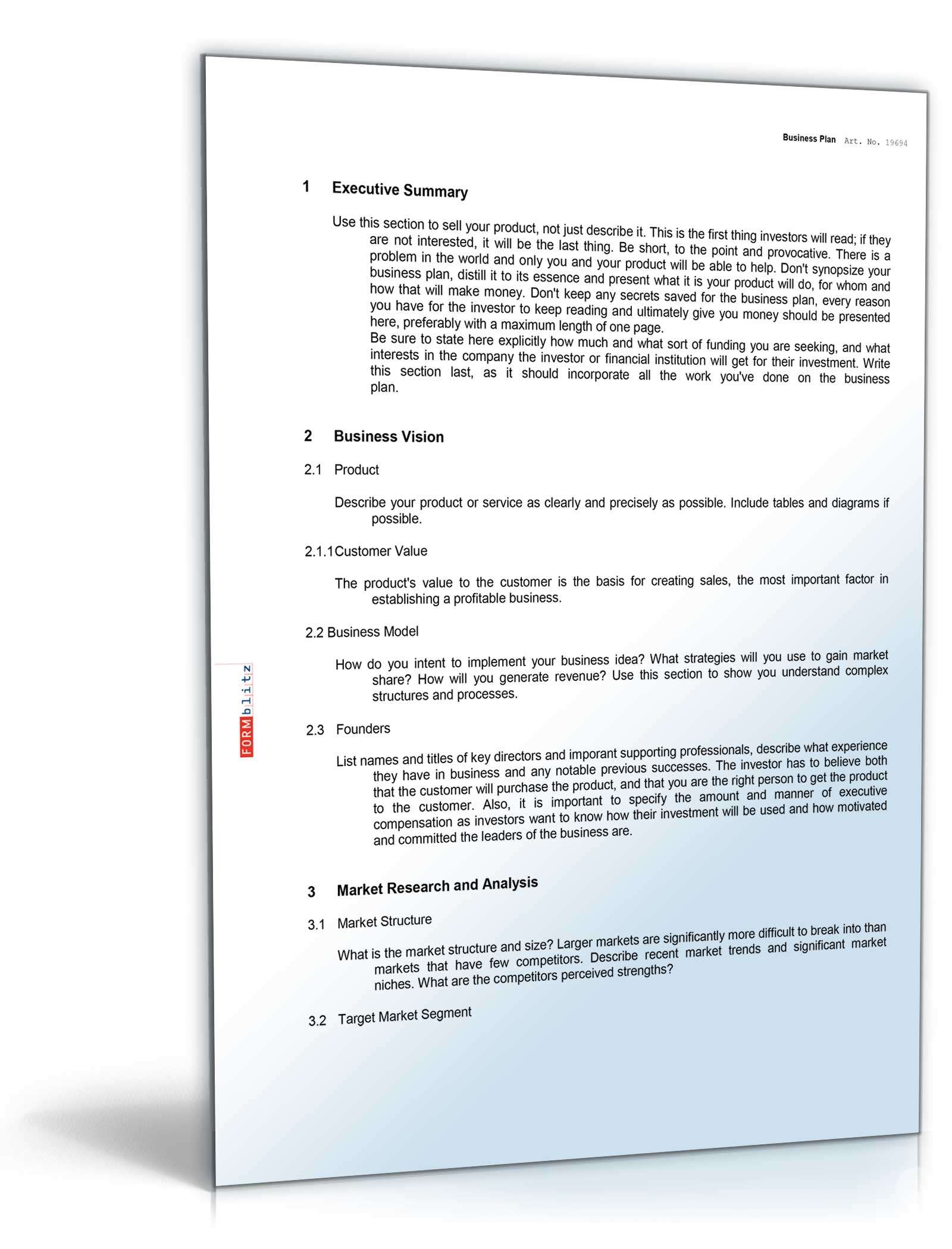 Businessplan auf Englisch Excel. Seite: 6