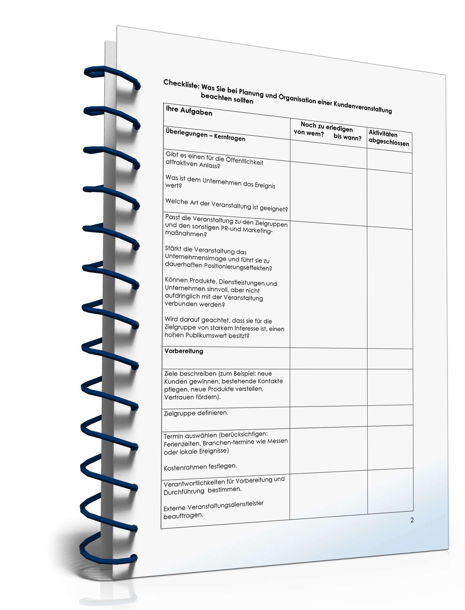Checkliste Kundenveranstaltung PDF. Seite: 2
