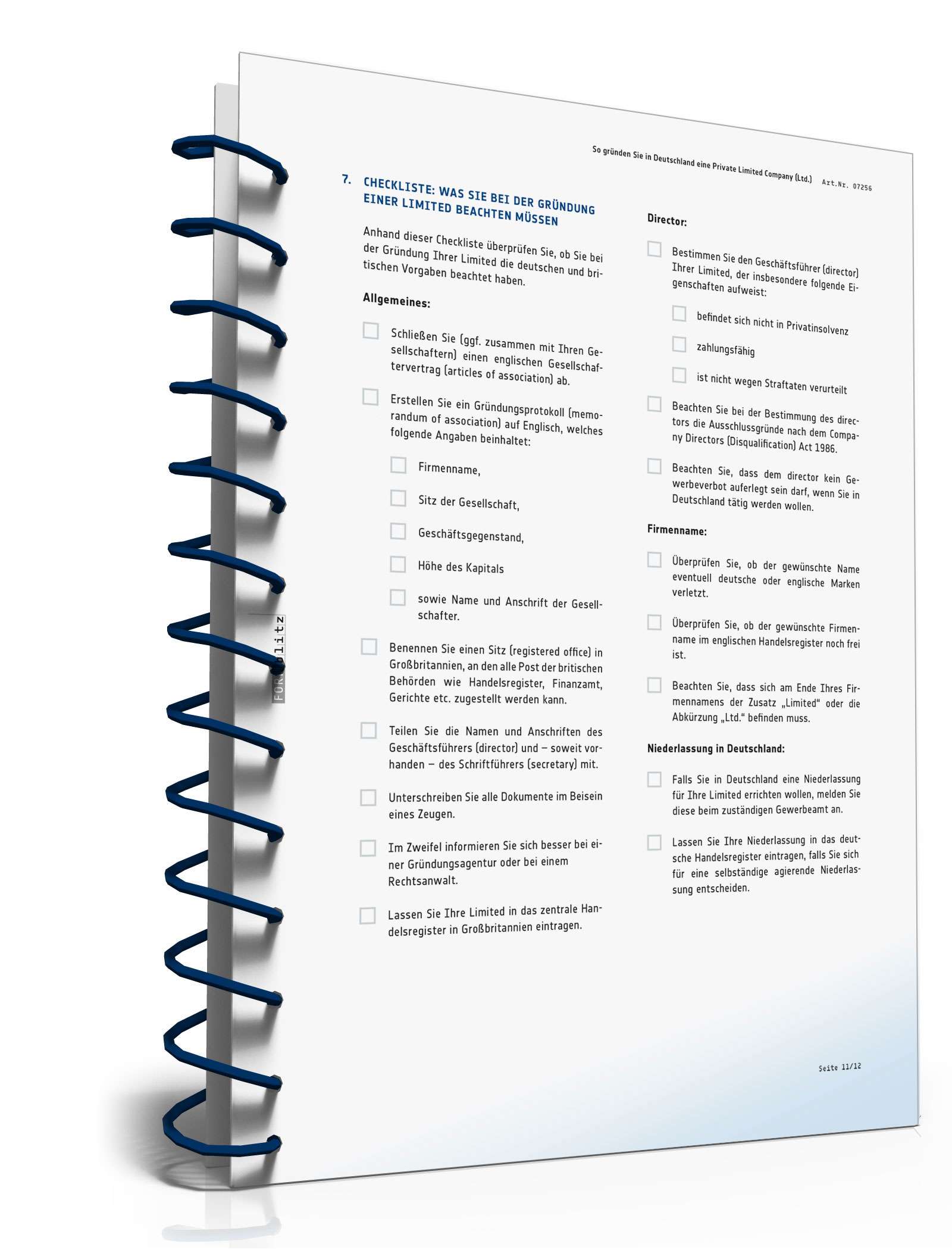 Ratgeber Gründung Private Limited Company  PDF. Seite: 12