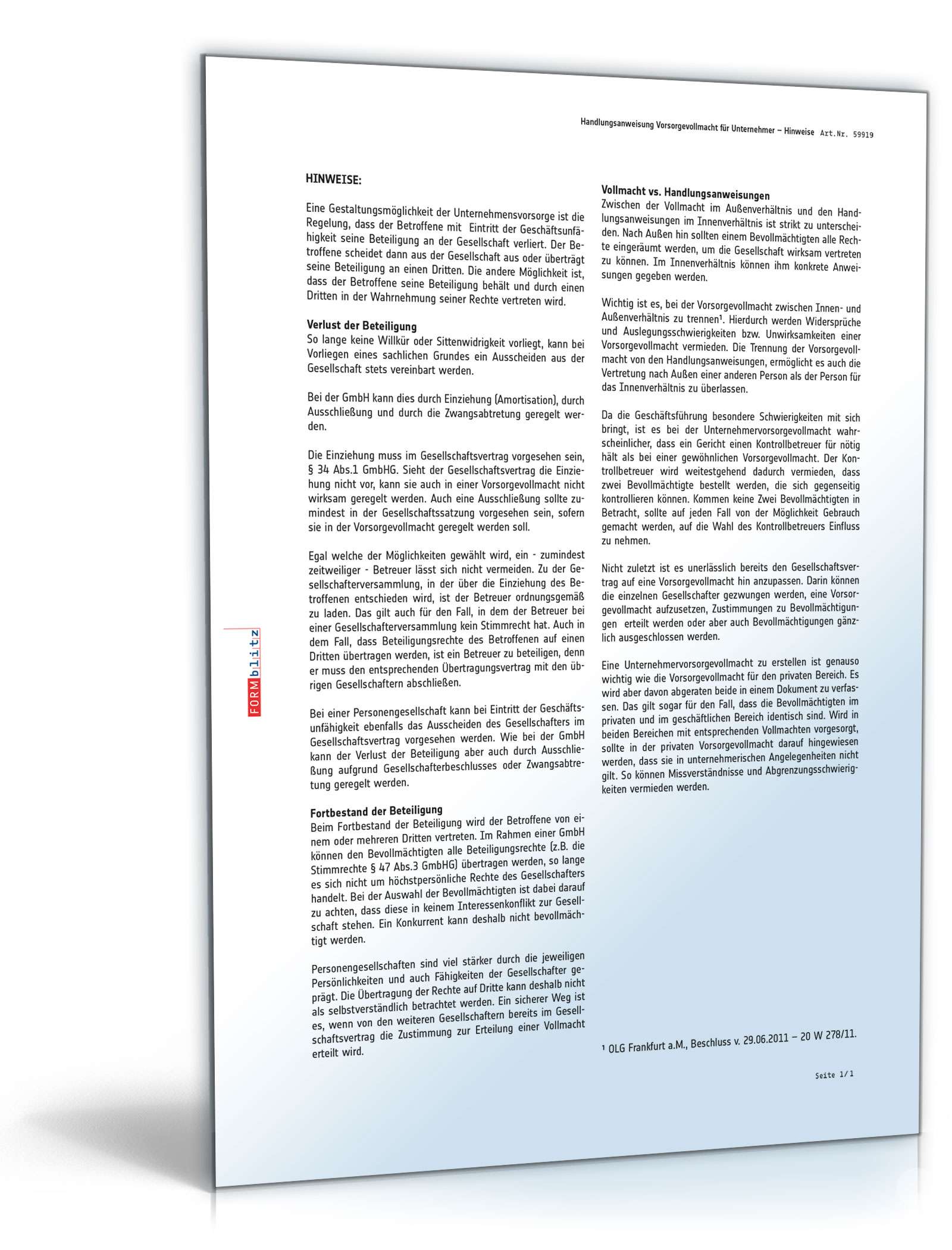 Handlungsanweisung Vorsorgevollmacht Unternehmer PDF. Seite: 4