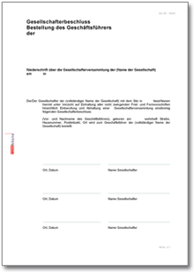 Gesellschafterbeschluss Legitimation Geschäftsführer Word