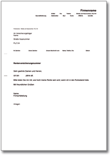 Anfrage bei der Rentenkasse / Rentenversicherung Word