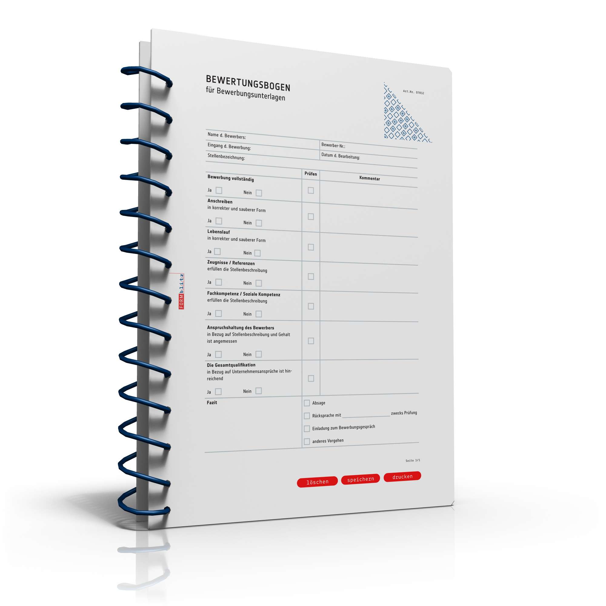 Bewertungsbogen Bewerbungsunterlagen PDF. Seite: 2
