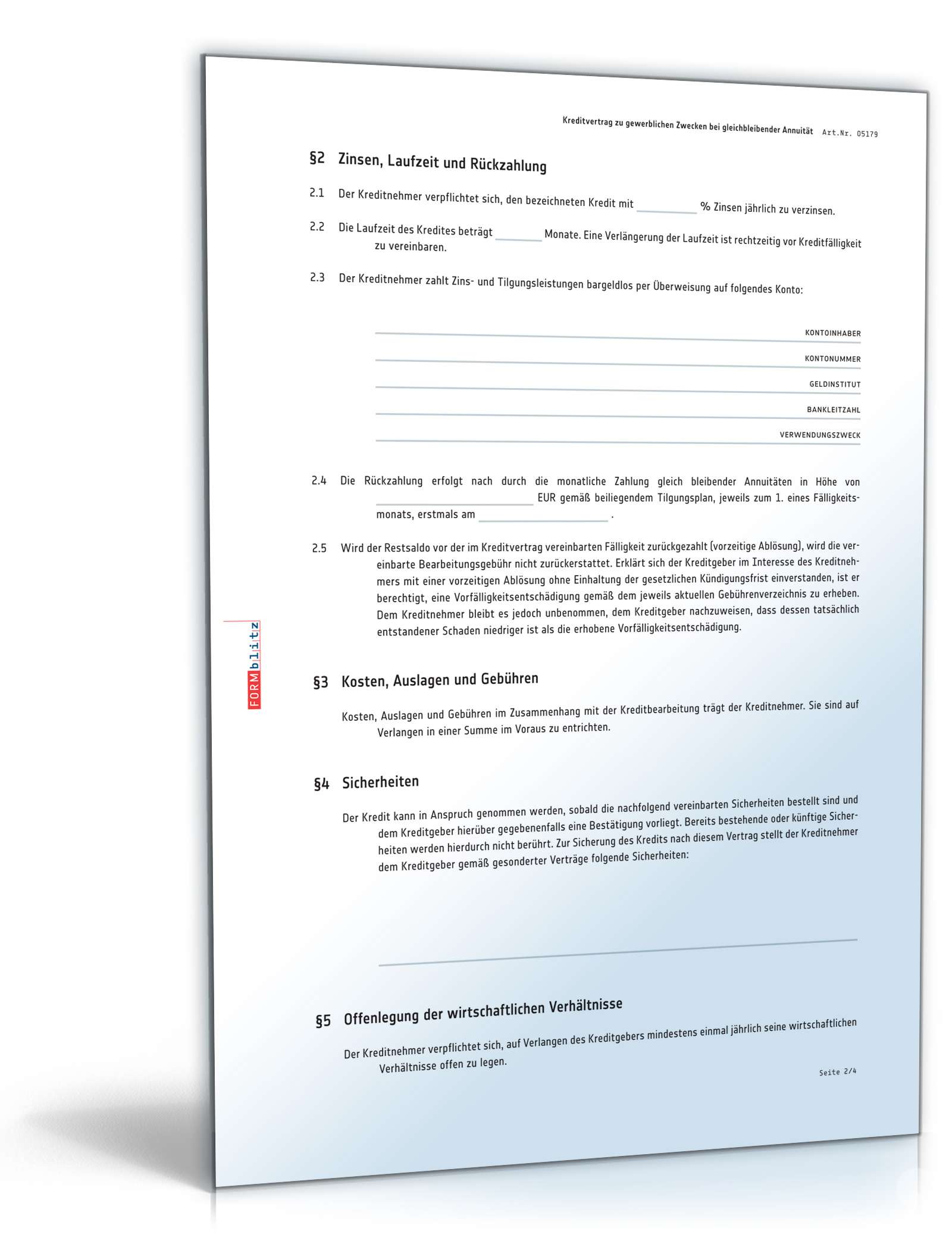 Kreditvertrag gewerblich bei gleichbleibender Annuität PDF. Seite: 2