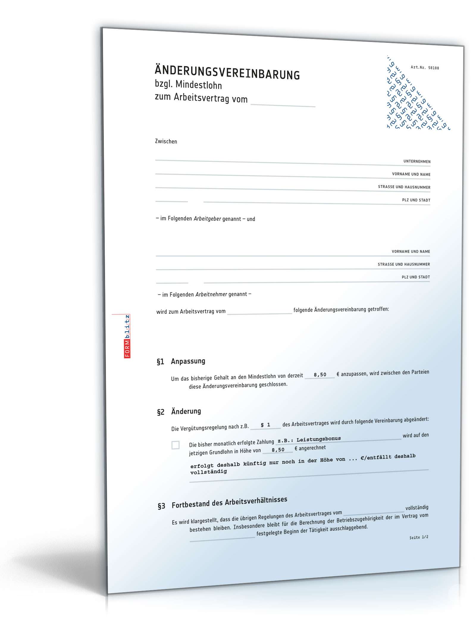 Änderungsvereinbarung Mindestlohn PDF