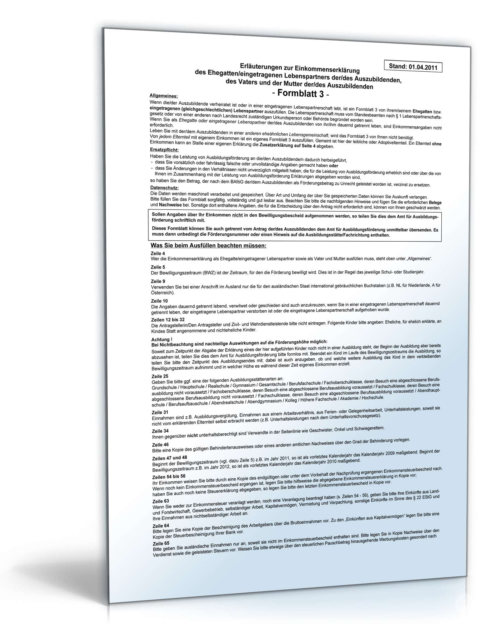 Einkommenserklärung PDF. Seite: 5