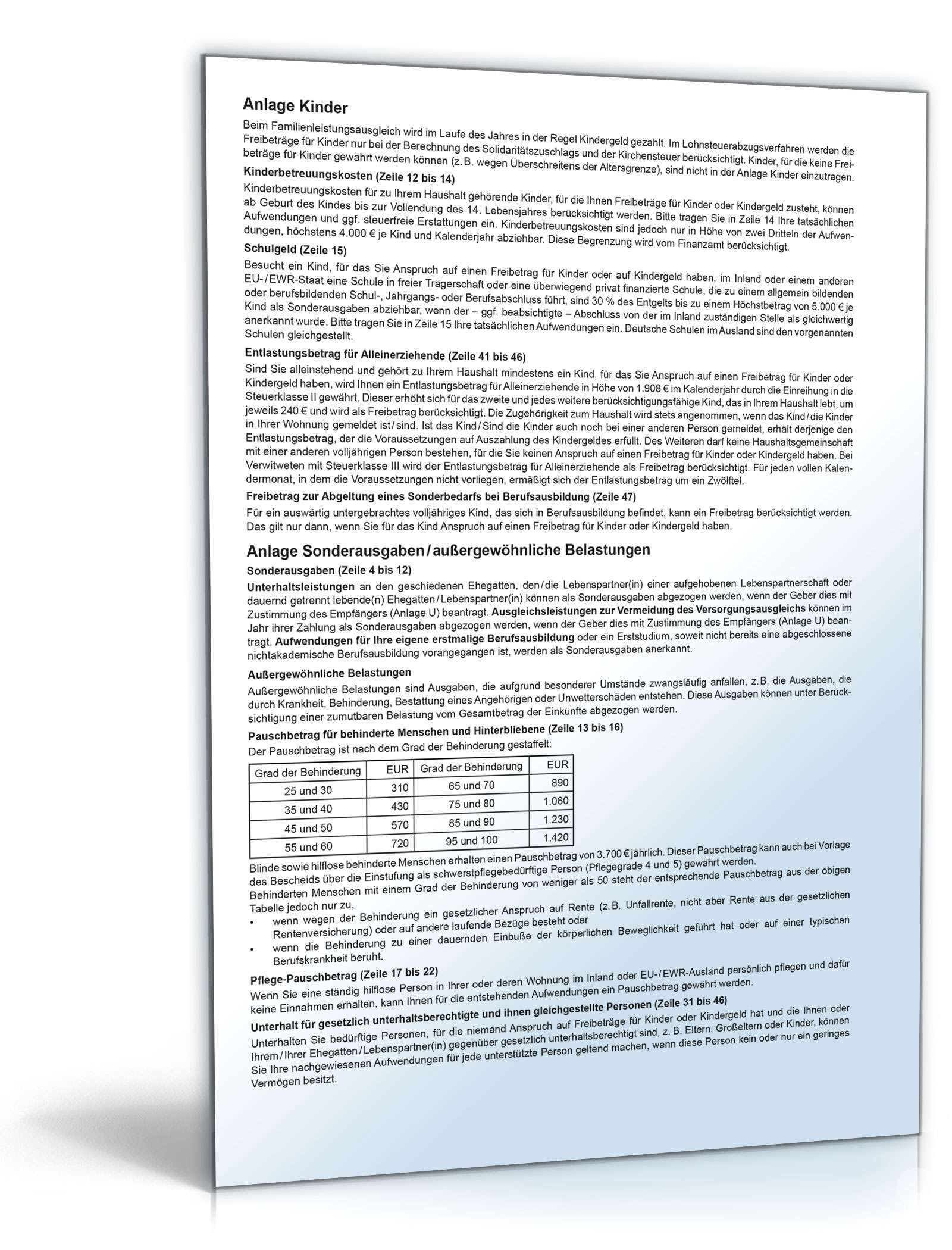 Anleitung Antrag Lohnsteuerermäßigung 2018 PDF. Seite: 2