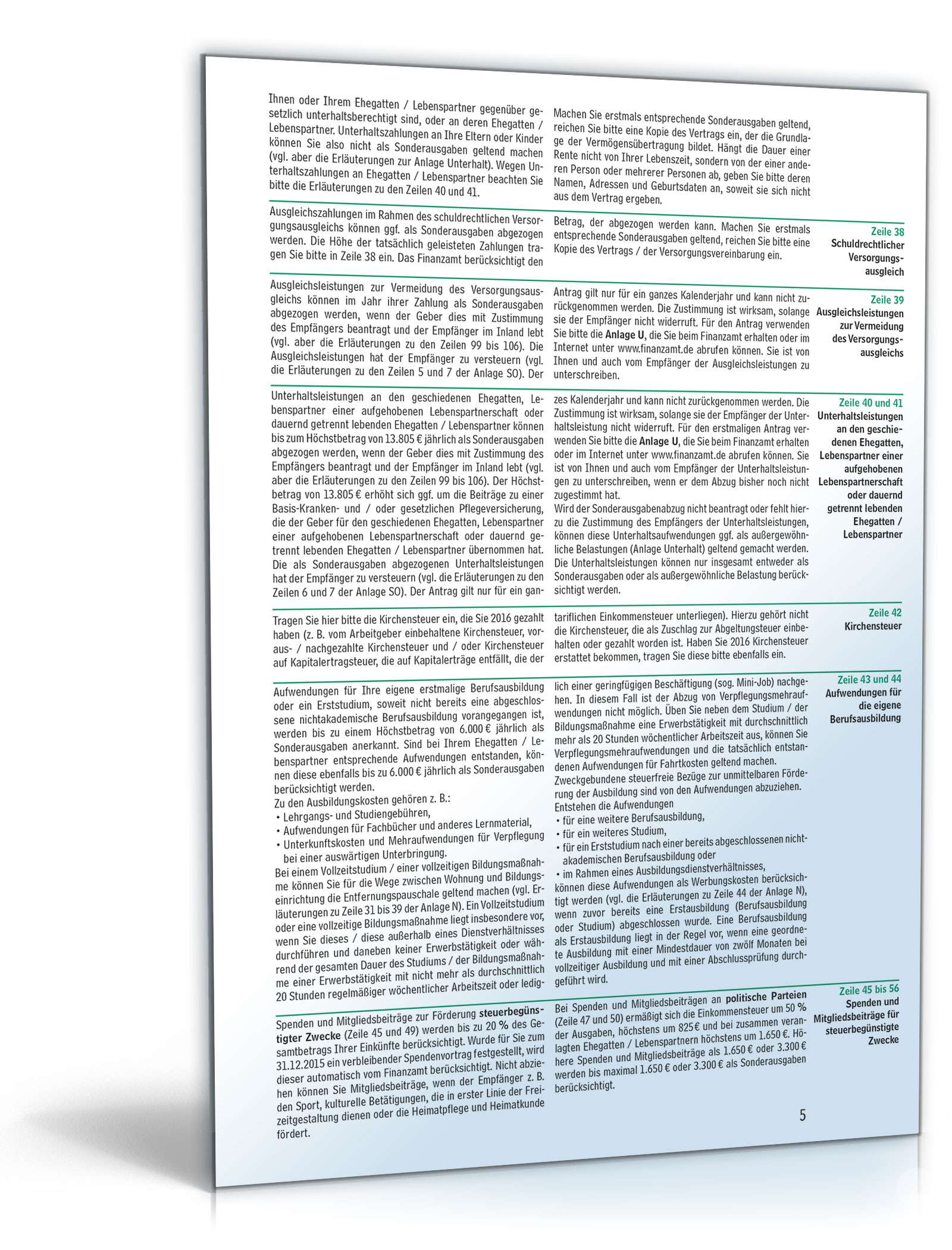 Anleitung zur Einkommensteuererklärung 2016 PDF. Seite: 5
