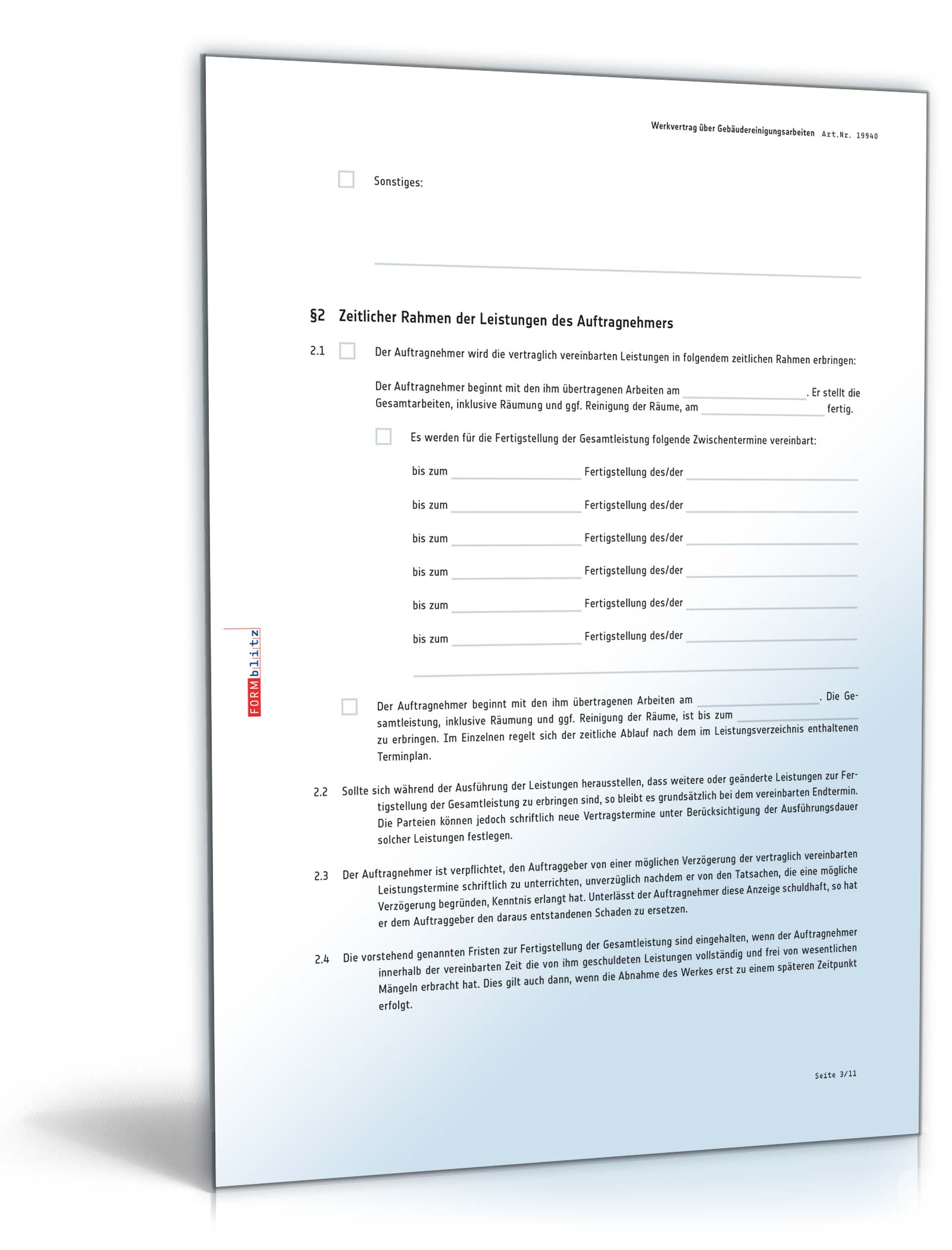 Werkvertrag Gebäudereinigungsarbeiten PDF. Seite: 3