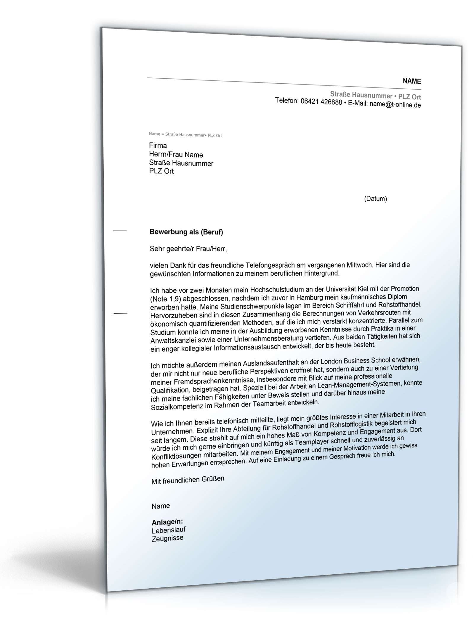 Anschreiben Bewerbung Hochschulabsolvent ohne Berufserfahrung Excel