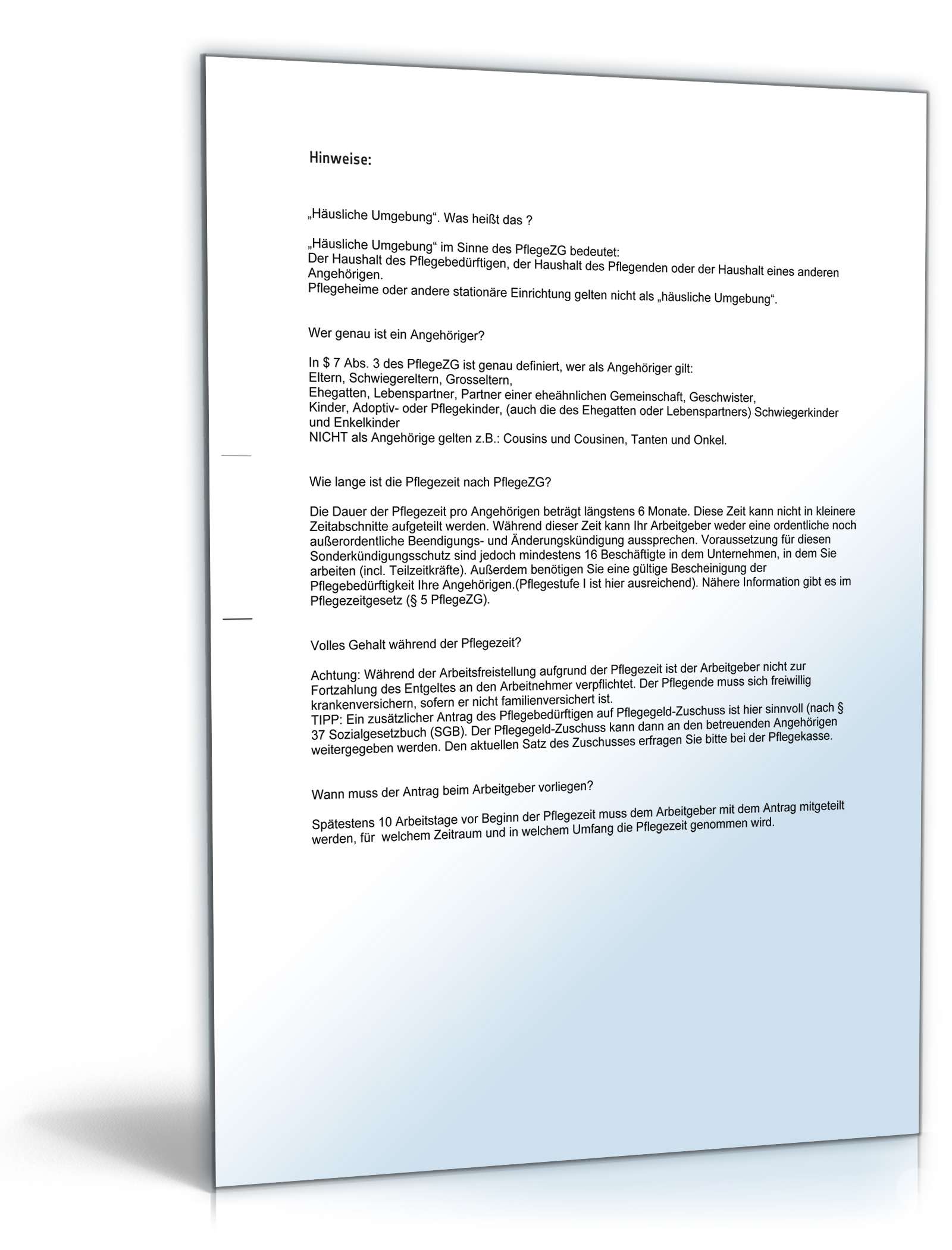 Antrag Arbeitszeitverringerung Pflegezeit PDF. Seite: 2