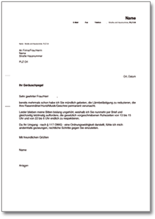 Beschwerde Lärmbelästigung Nachbar  Word