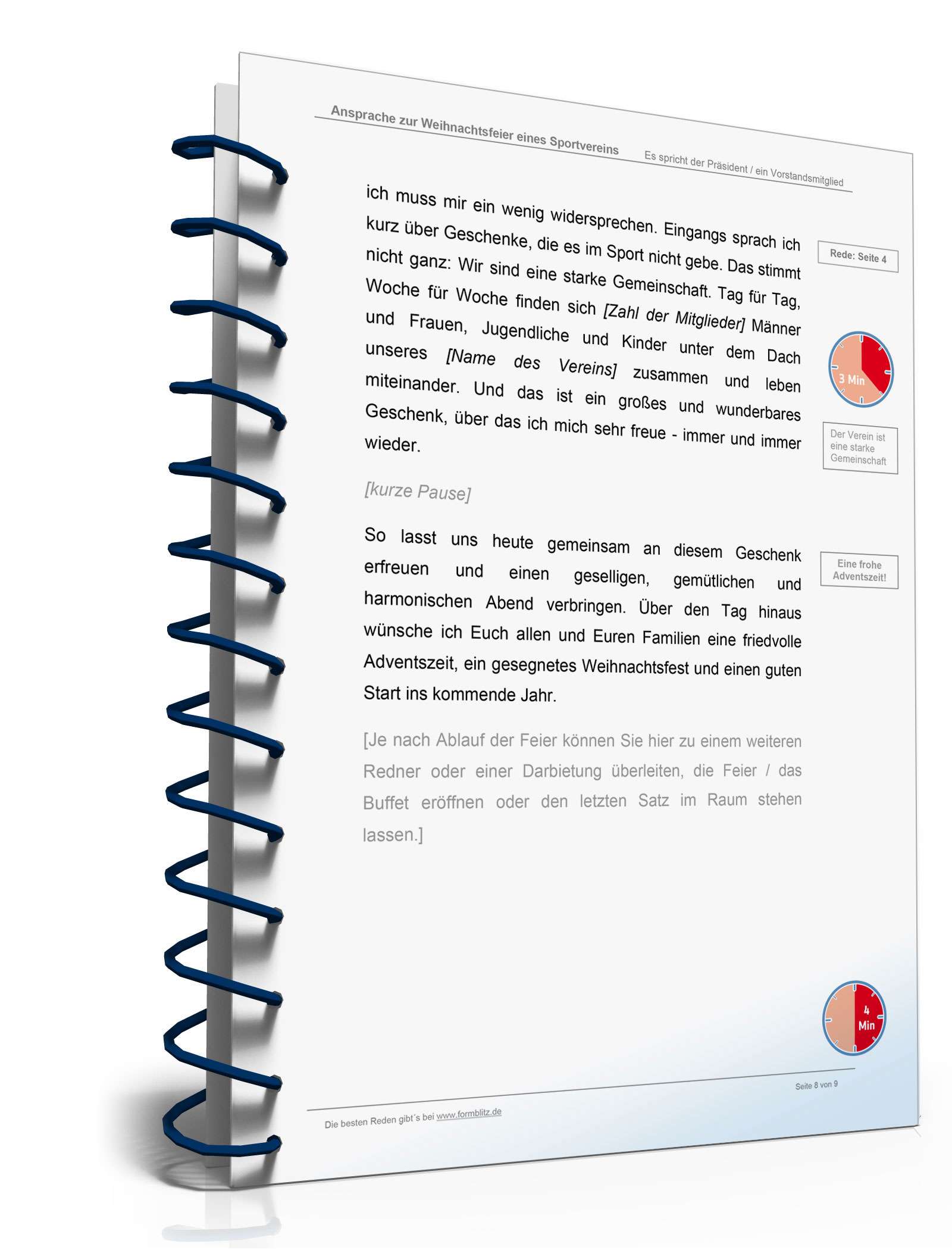 Rede Weihnachtsfeier im Sportverein Word. Seite: 8