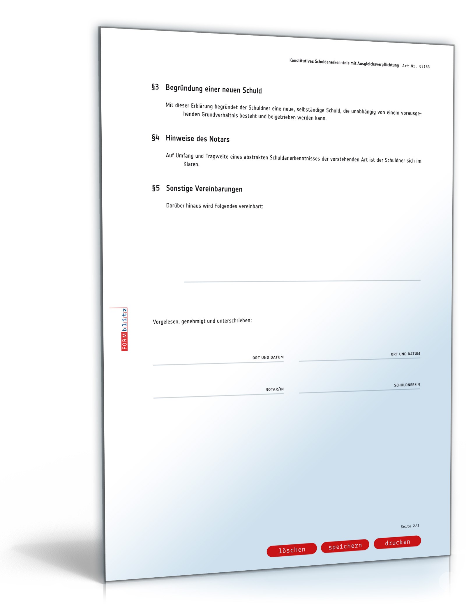 Konstitutives Schuldanerkenntnis mit Ausgleichsverpflichtung PDF. Seite: 2