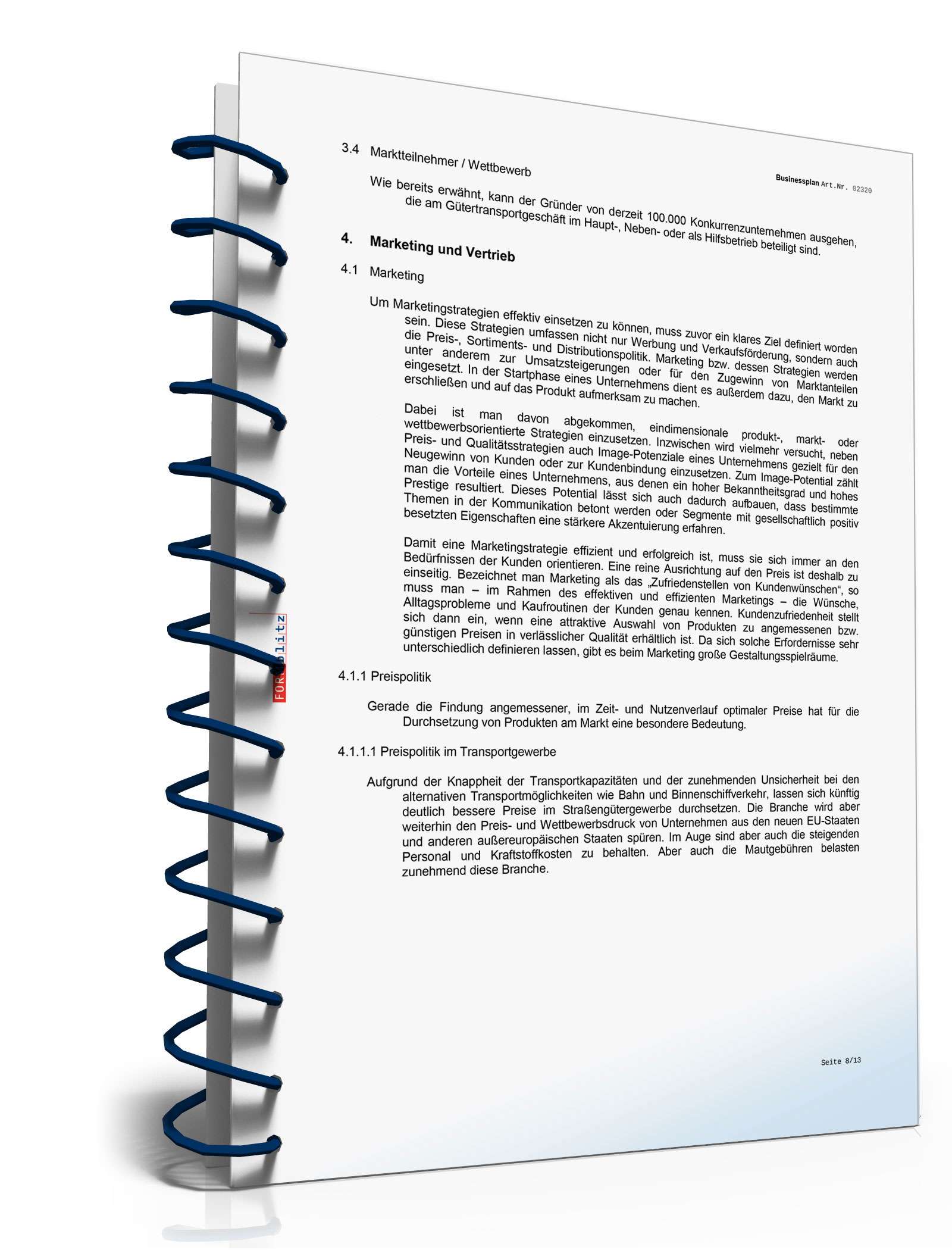 Businessplan Transport-Unternehmen Excel. Seite: 11