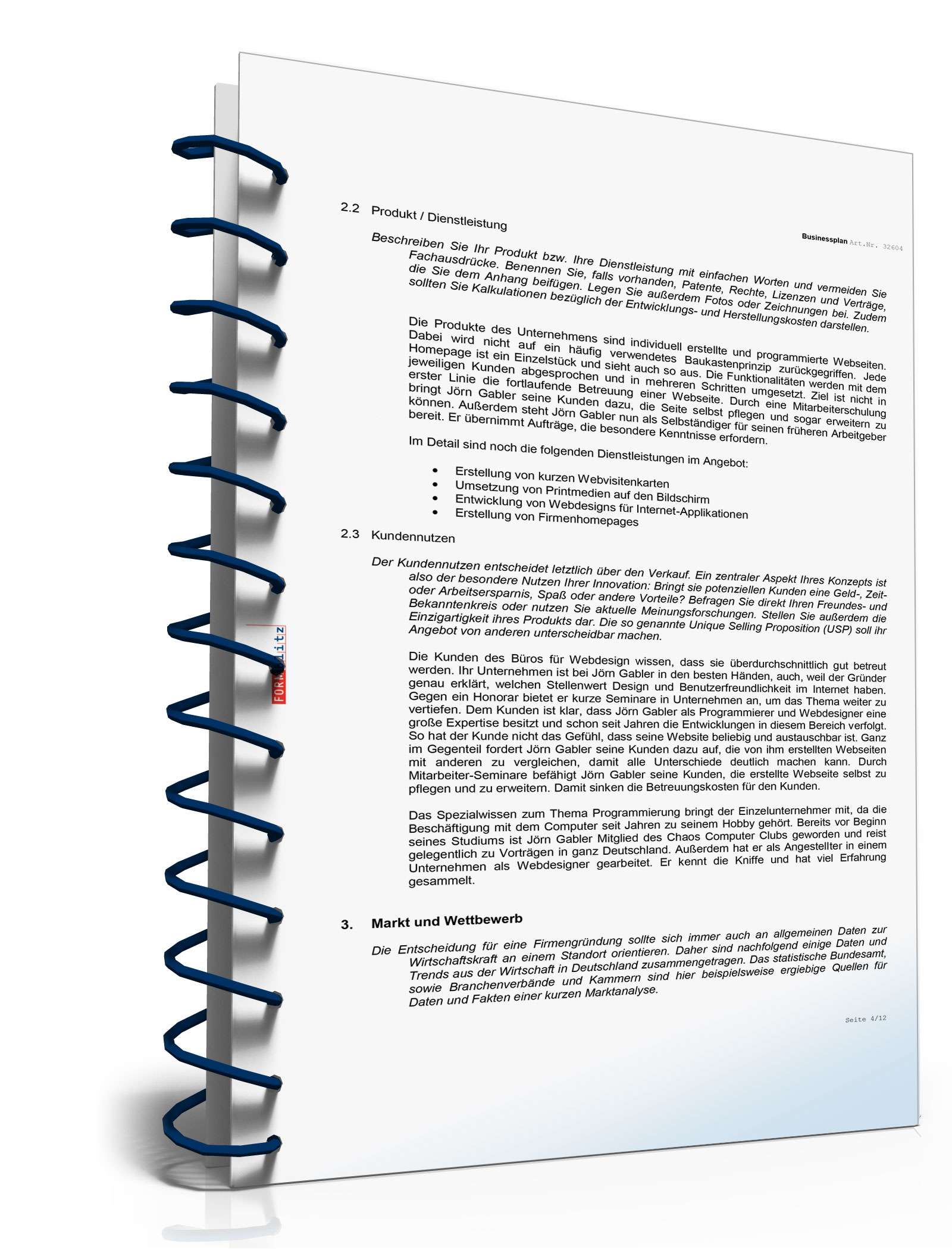 Businessplan Webdesign Excel. Seite: 4