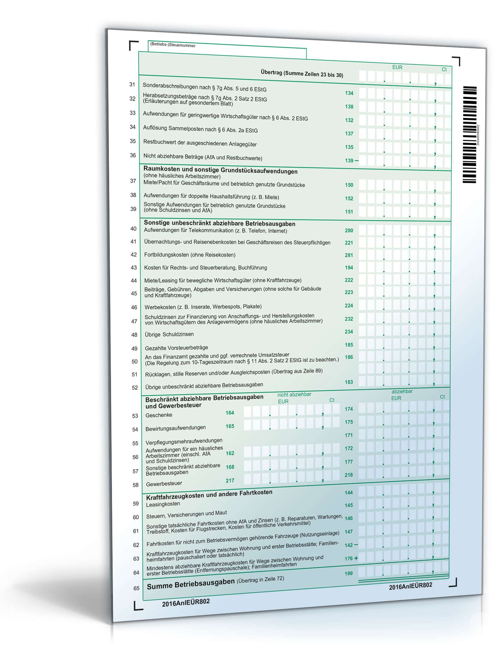 Anlage EÜR 2016 PDF. Seite: 2