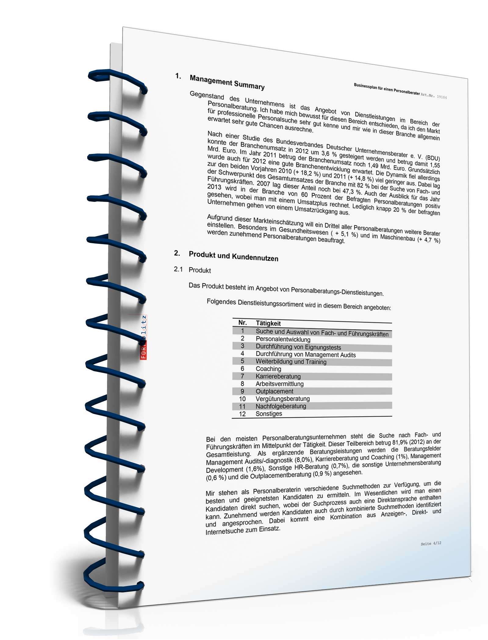 Businessplan Personalberatung Excel. Seite: 4