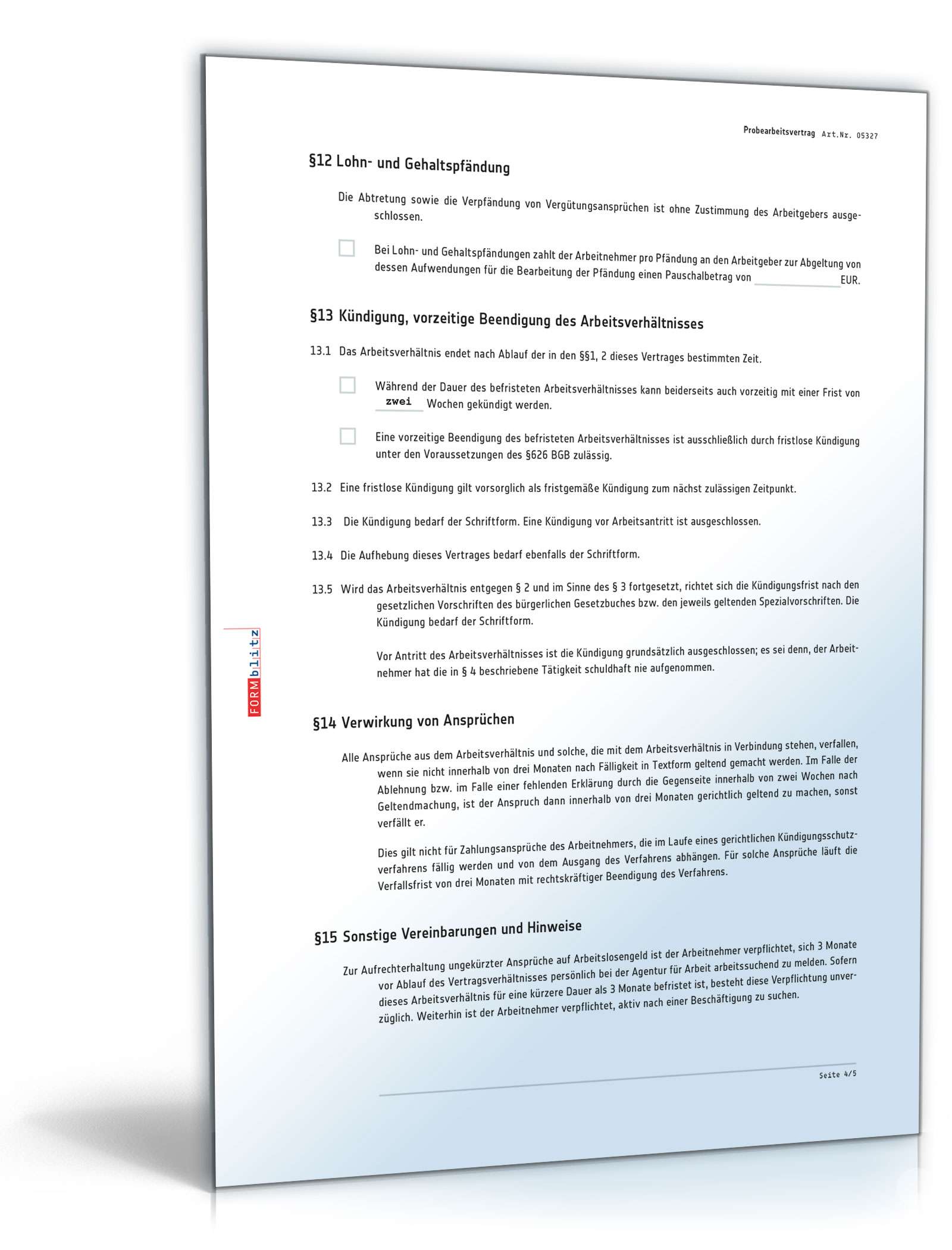 Probearbeitsvertrag PDF. Seite: 4