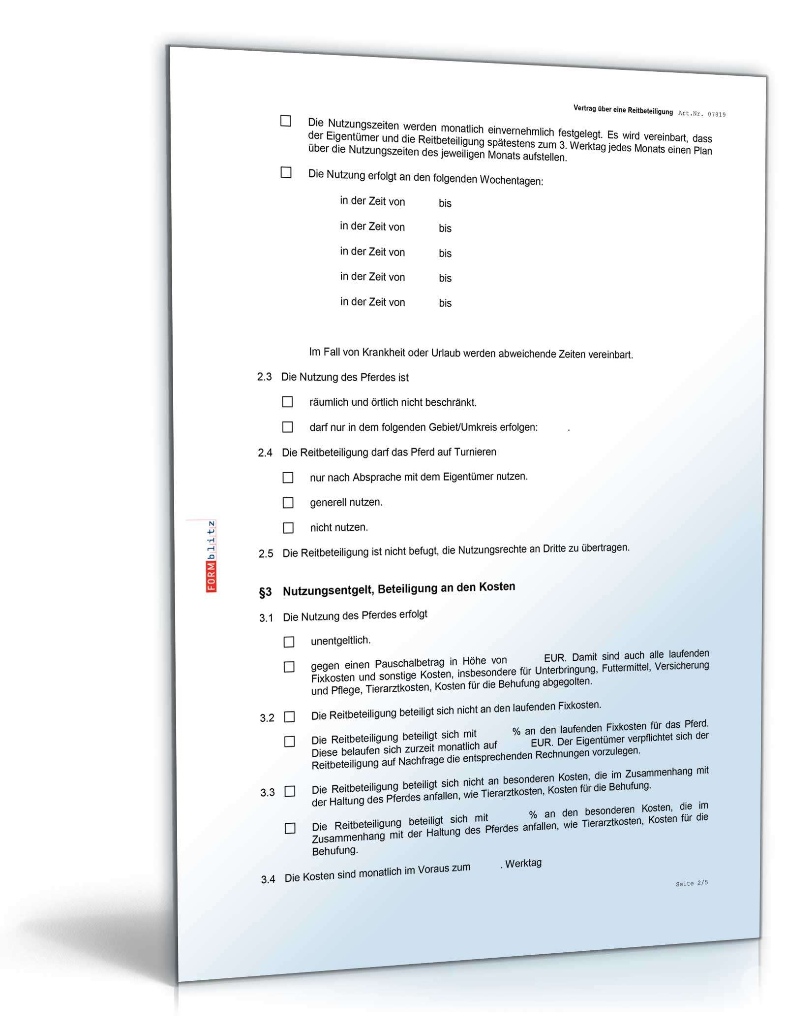 Vorlagen-Paket für Pferdehalter Excel. Seite: 3