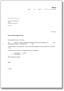 Ausschlagung Erbschaft Word