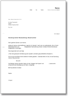 Stundung der Steuerschuld Word