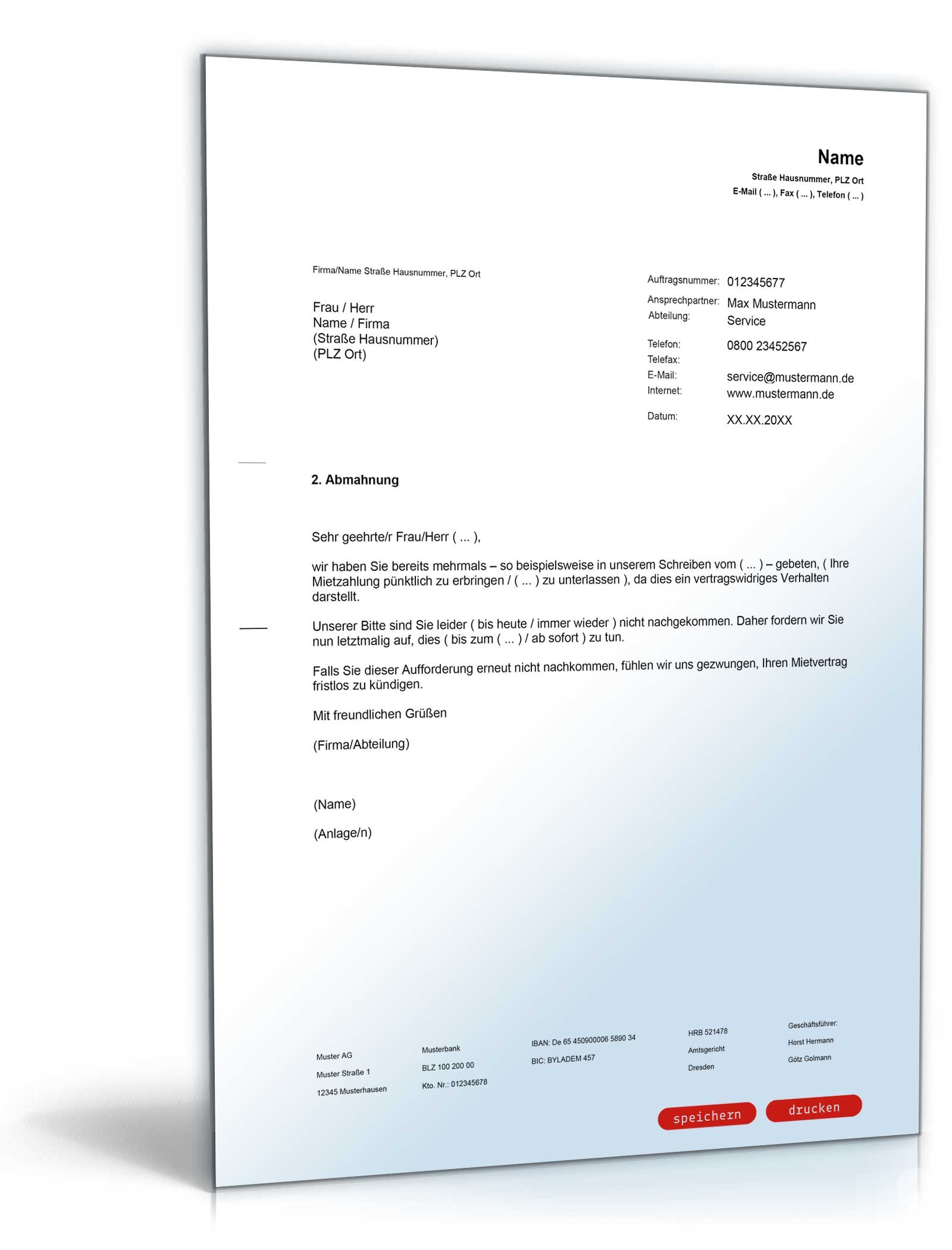 2. Abmahnung eines Mieters PDF