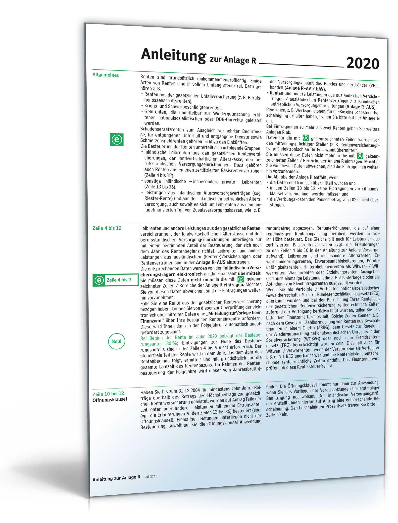 Anleitung Anlage R 2020 PDF