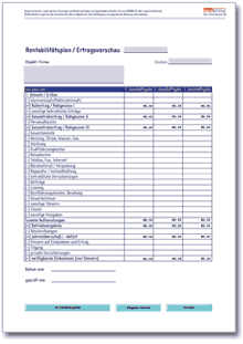 Rentabilitätsplan mit Ertragsvorschau PDF