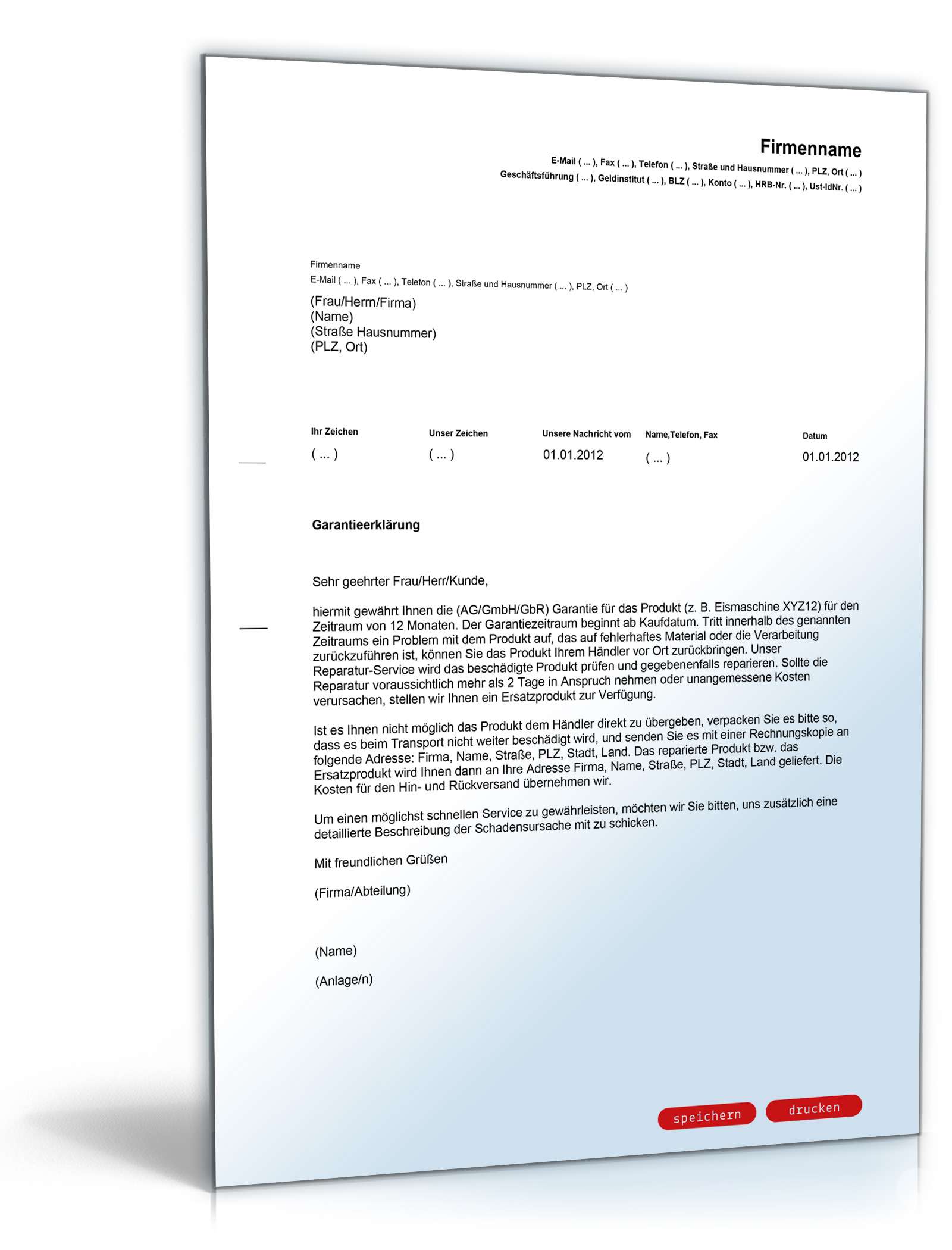 Garantieerklärung für Produkte PDF