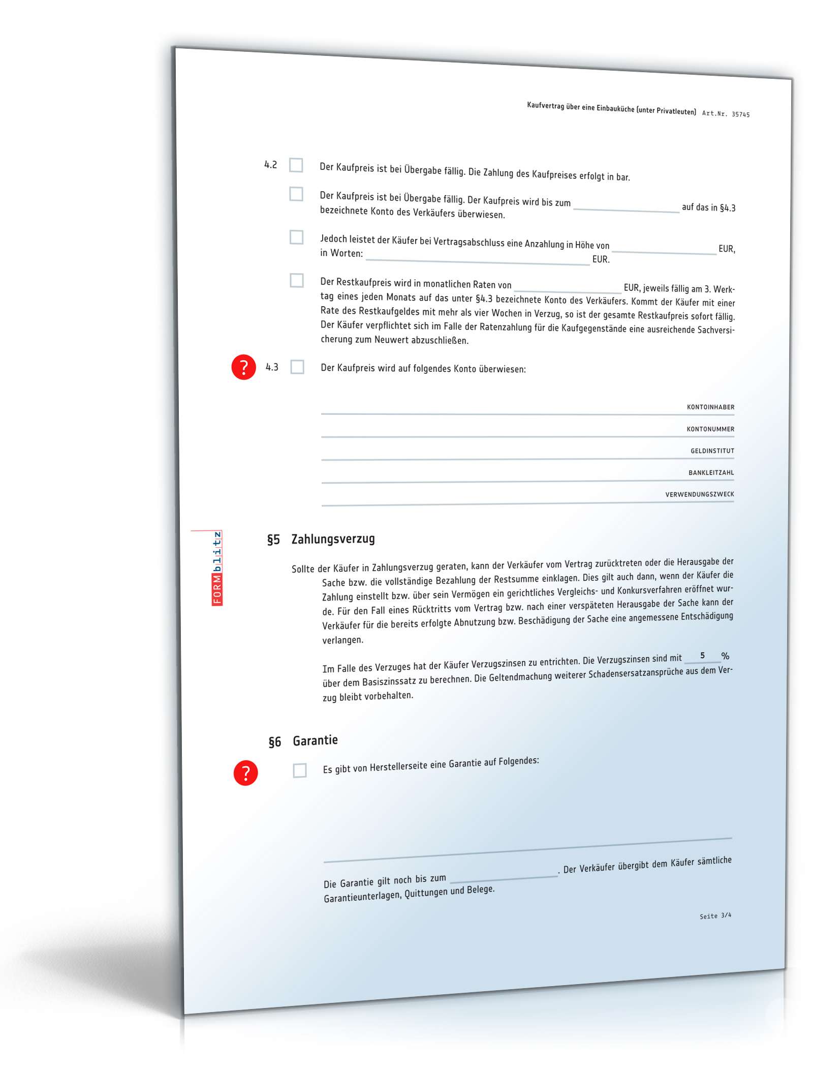 Kaufvertrag Küche PDF. Seite: 3