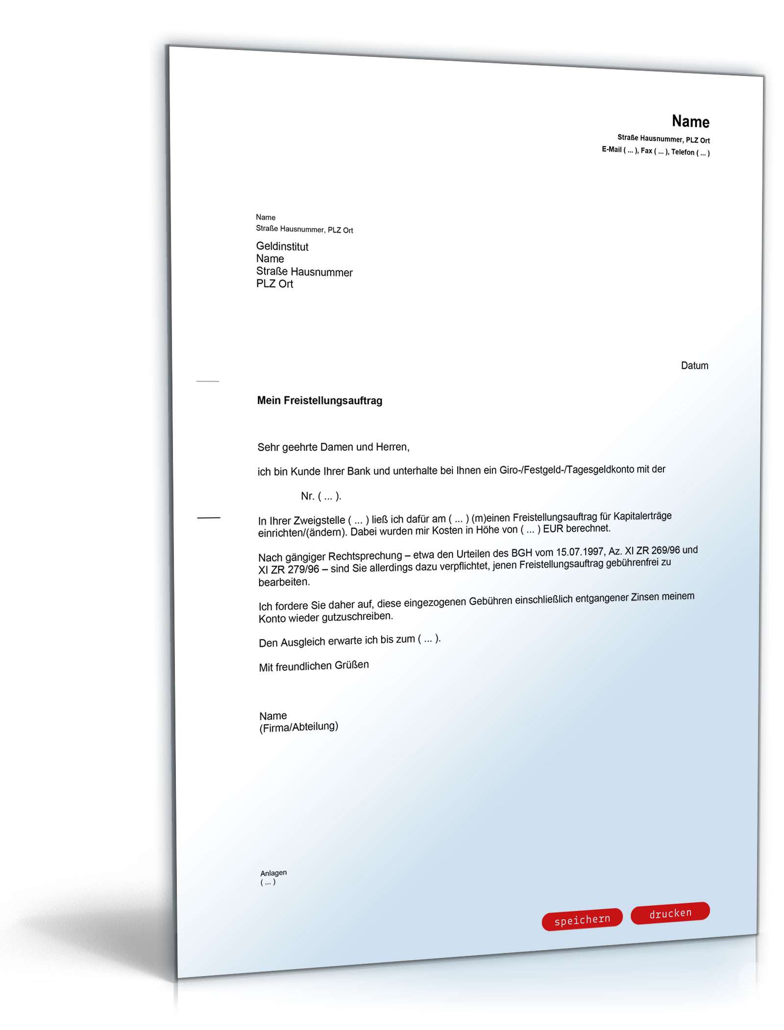 Beschwerde bei einer Bank PDF