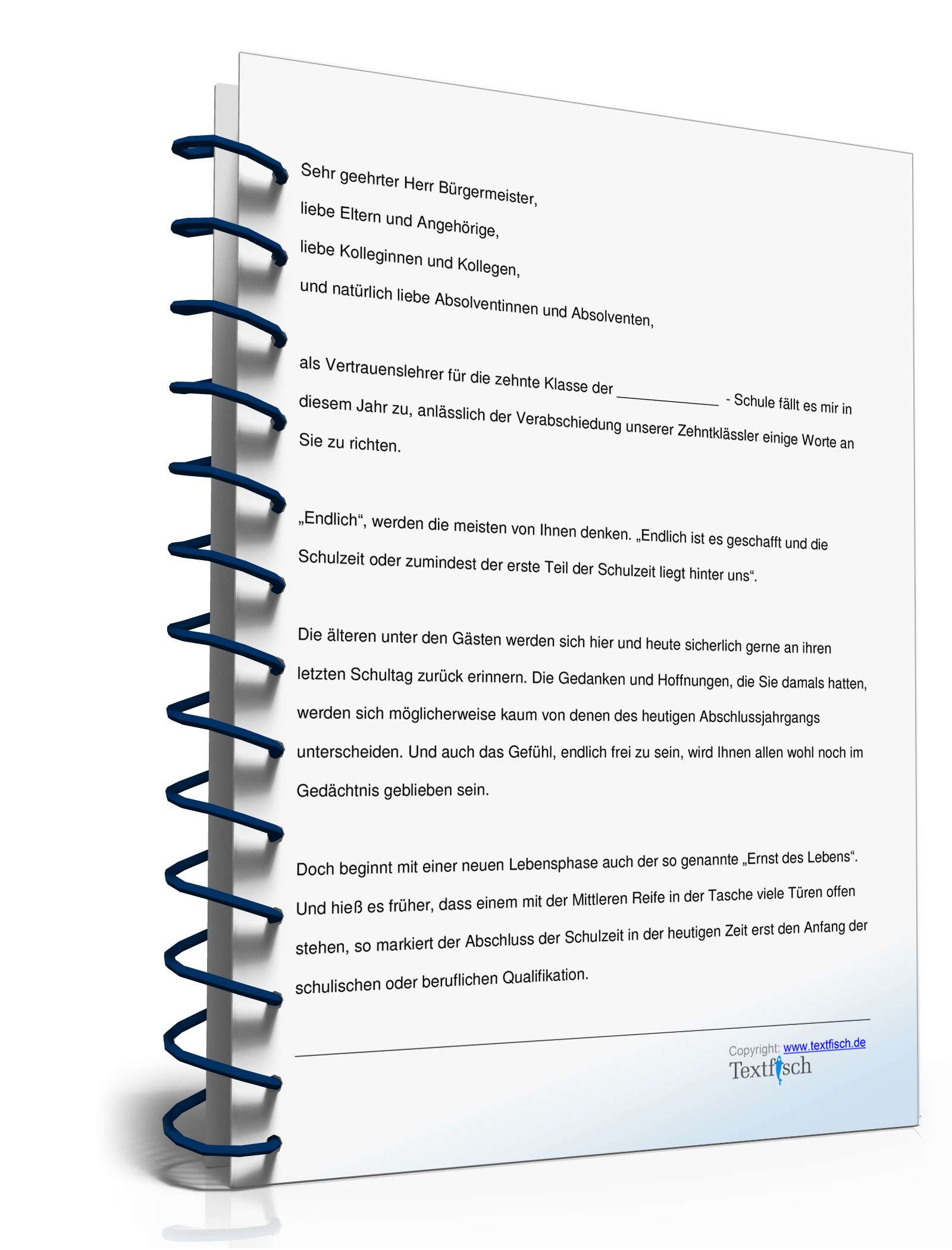 Abschlussrede Mittlere Reife des Vertrauenslehrers oder Stufenleiters PDF. Seite: 2