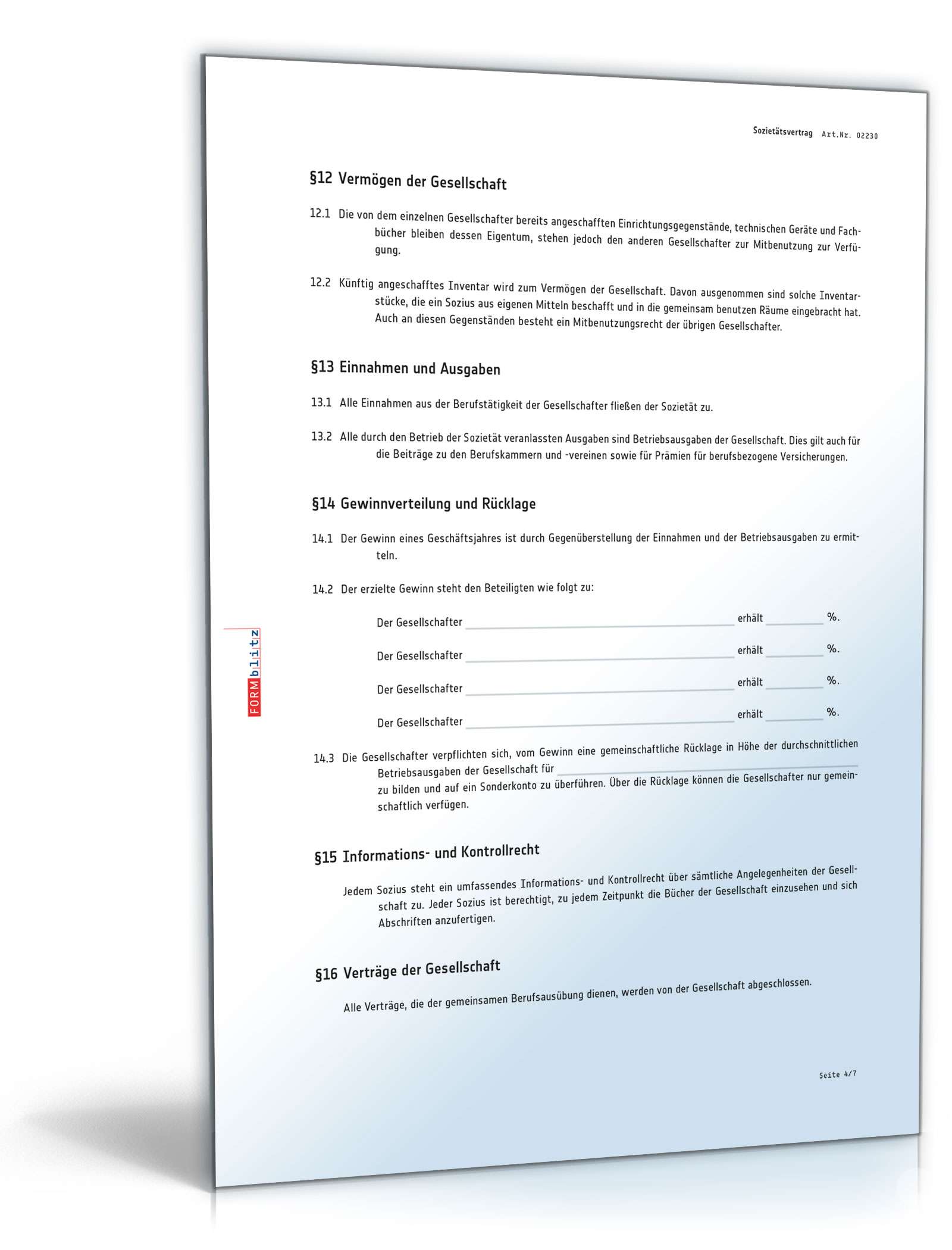 Sozietätsvertrag PDF. Seite: 4
