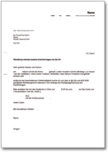 Rücktritt vom Kaufvertrag wegen Fehlerhaftigkeit der Ware (Russisch/Deutsch) Word