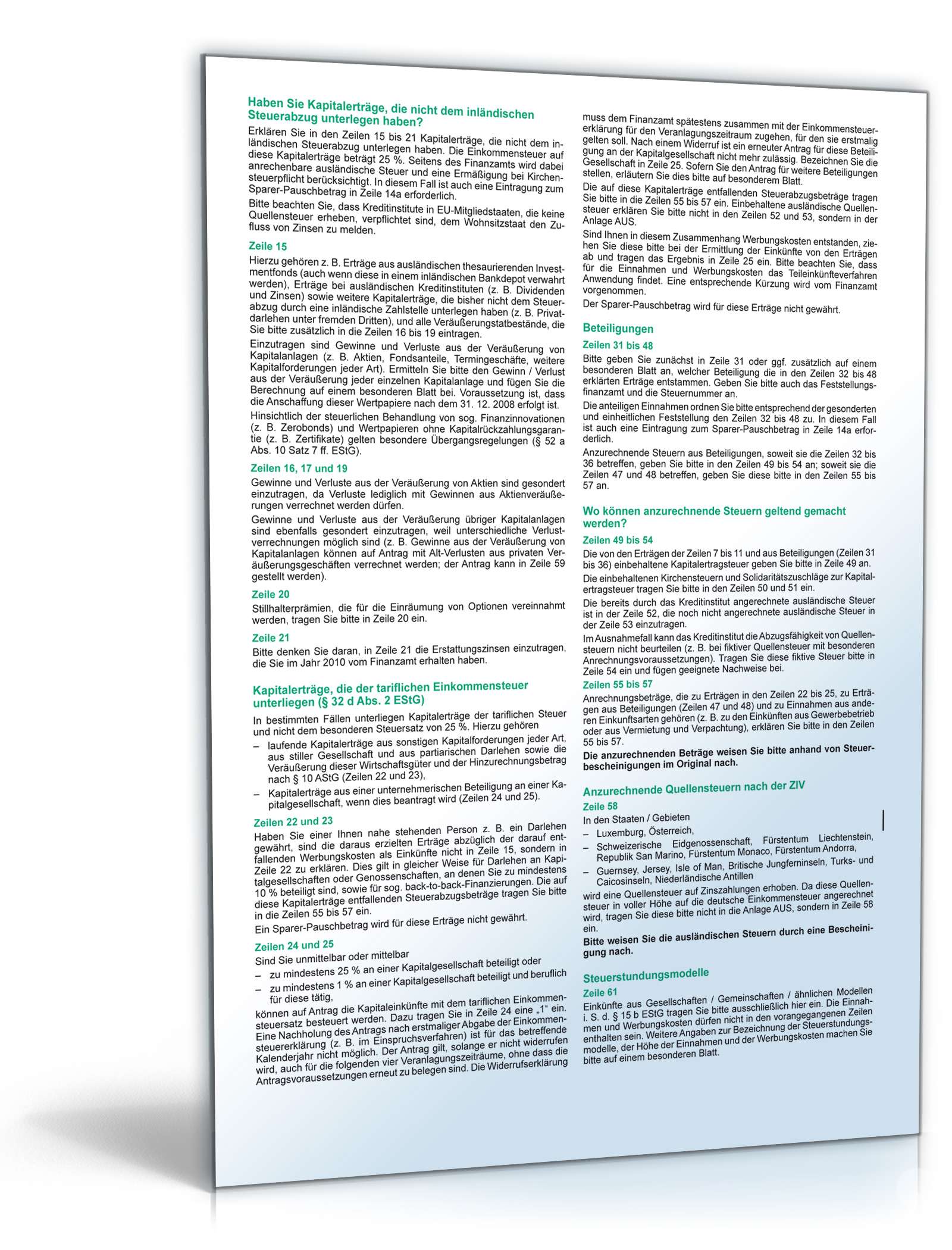 Anleitung Anlage KAP 2010 PDF. Seite: 2