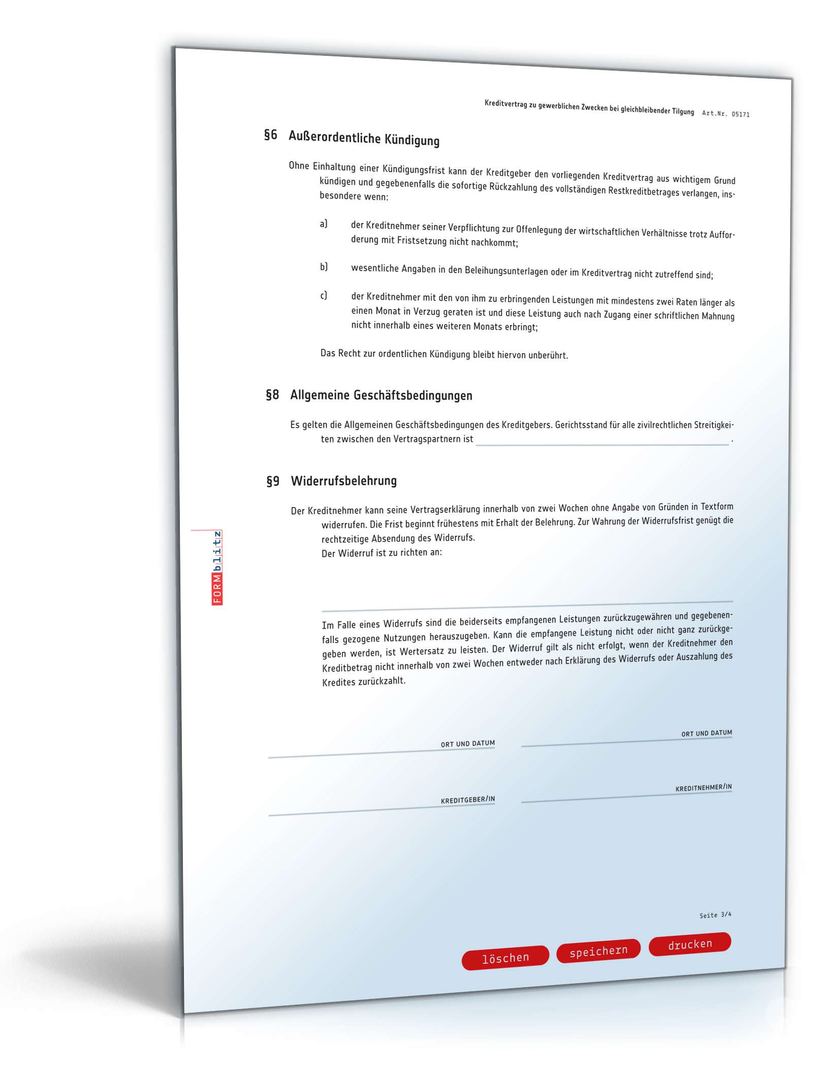 Kreditvertrag gewerblich bei gleichbleibender Tilgung PDF. Seite: 3