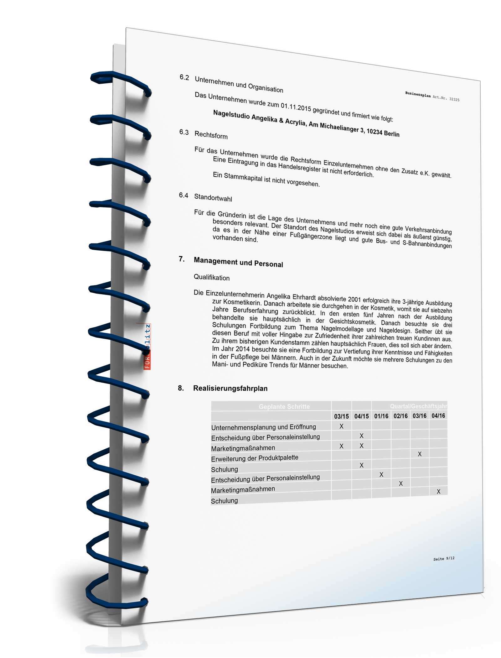 Businessplan Nagelstudio Excel. Seite: 11