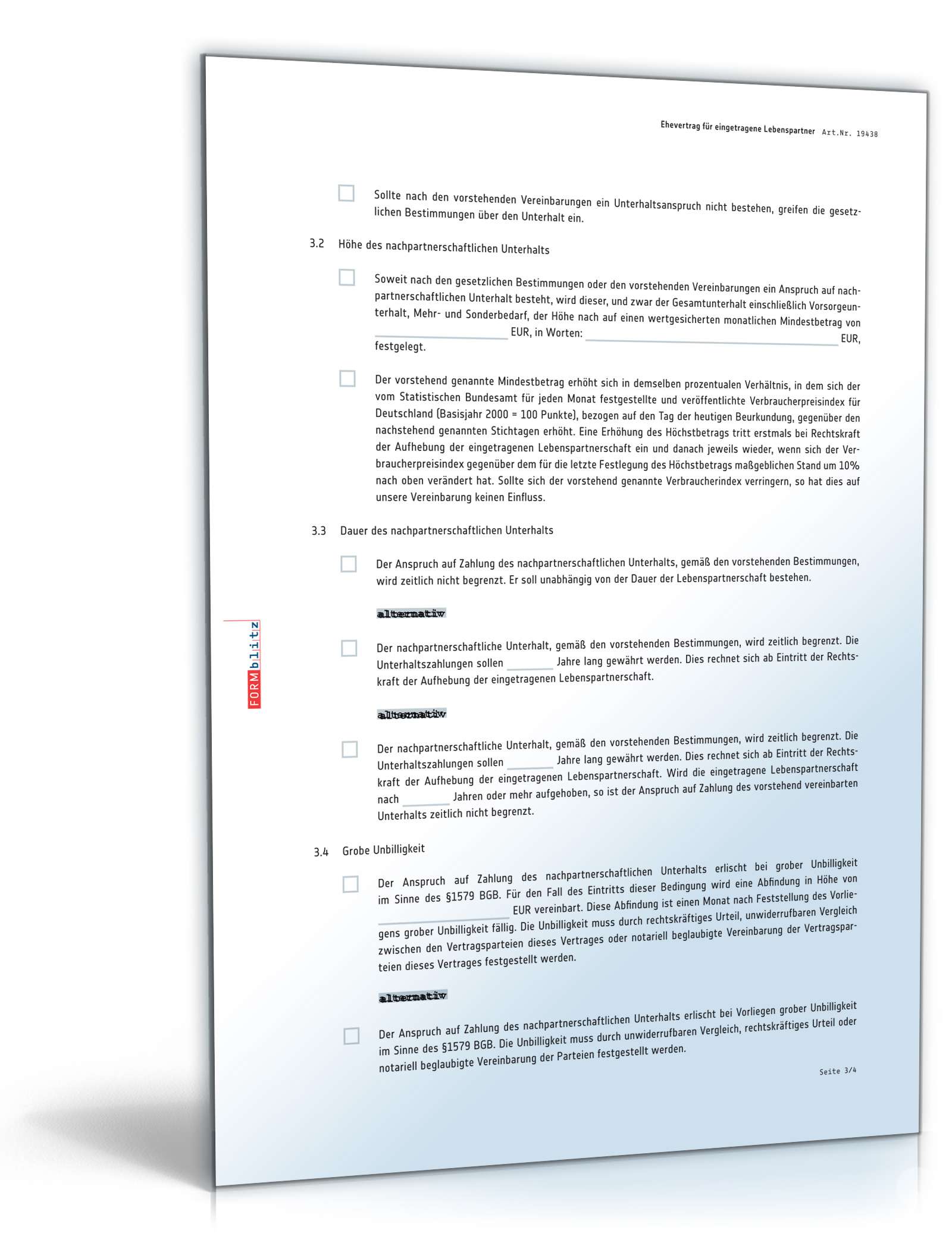 Ehevertrag eingetragene Lebenspartner PDF. Seite: 3