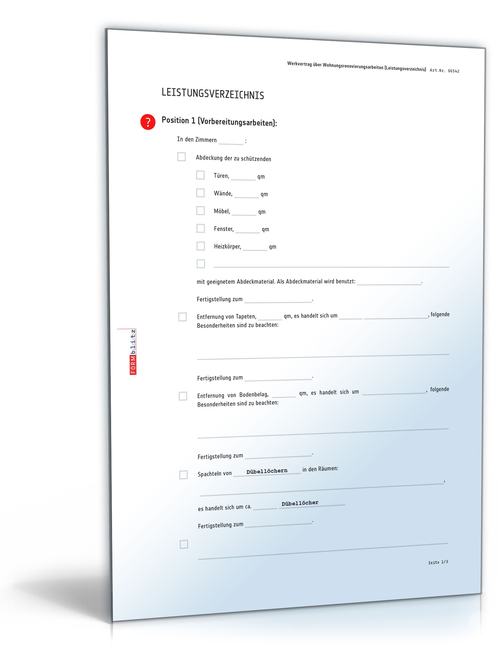 Werkvertrag Wohnungsrenovierungsarbeiten PDF. Seite: 13