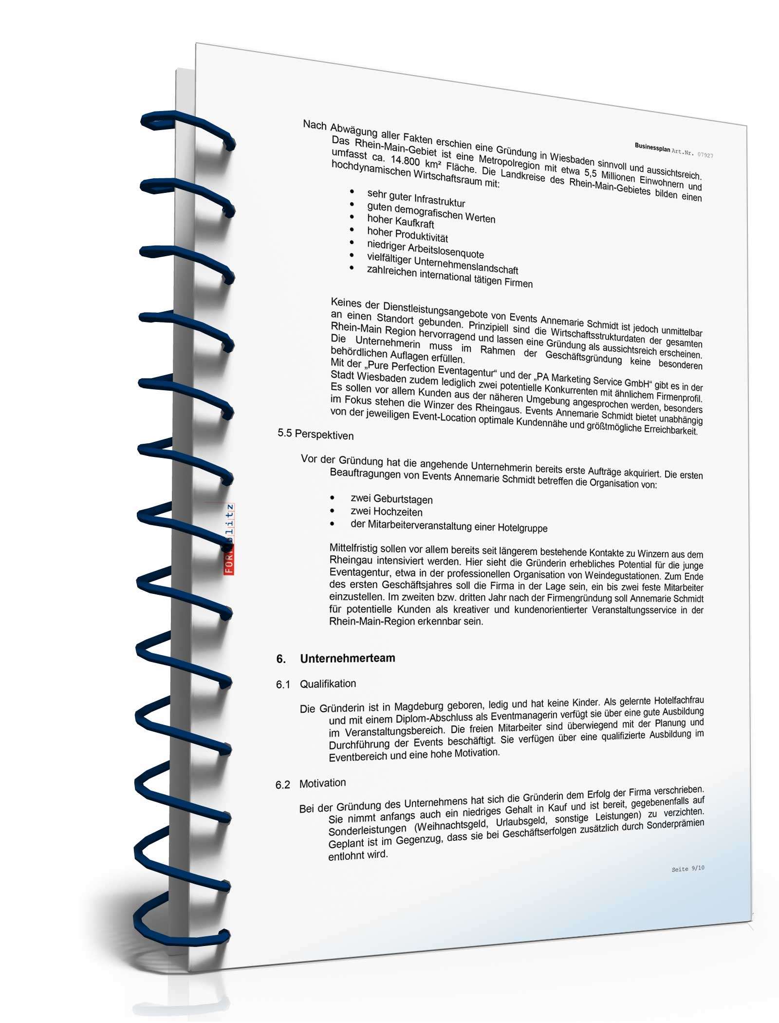 Businessplan Eventagentur Excel. Seite: 7