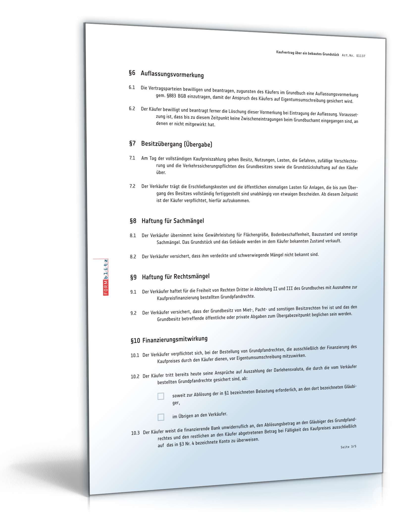 Kaufvertrag Haus PDF. Seite: 3